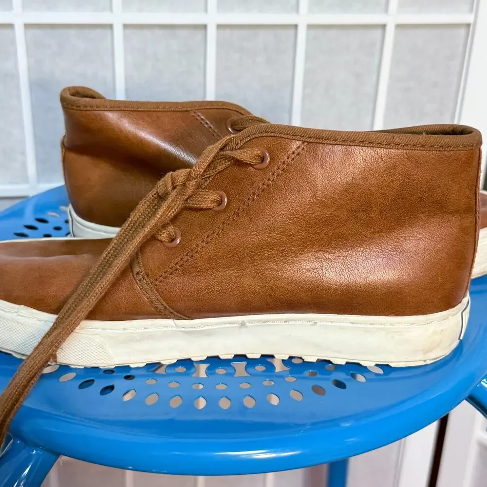 Polo Ralph Lauren Boys US 3 Brown Leather Chukka Sneakers Lace Up Casual Shoes
